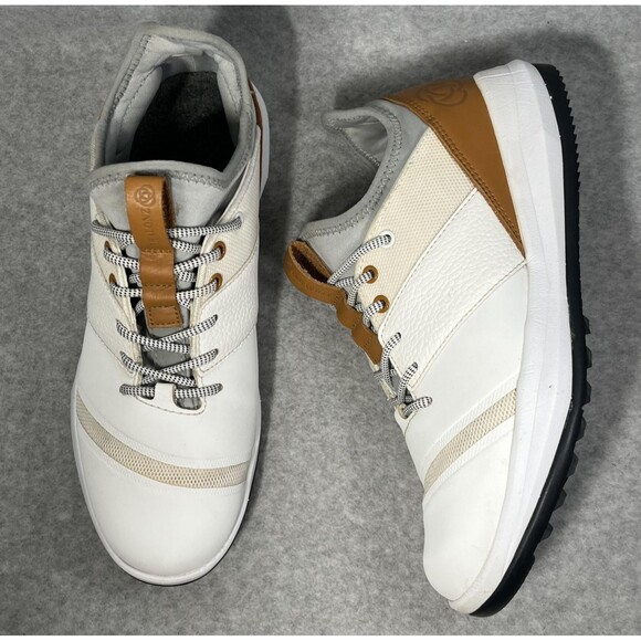 Athalonz EnVe‎ Golf Shoes Mens Size 8.5 White Tan Athletic Performance Spikeless - Picture 7 of 16